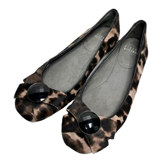 Stuart‎ Weitzman Ponyhair Animal Print Flats With Bow Size 6.5 - Picture 1 of 15